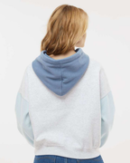 Embroidered Mama Color Block Feeding-Friendly Cropped Hoodie