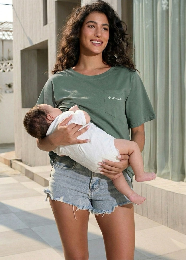 New Mama Feeding-Friendly Zip T-Shirt