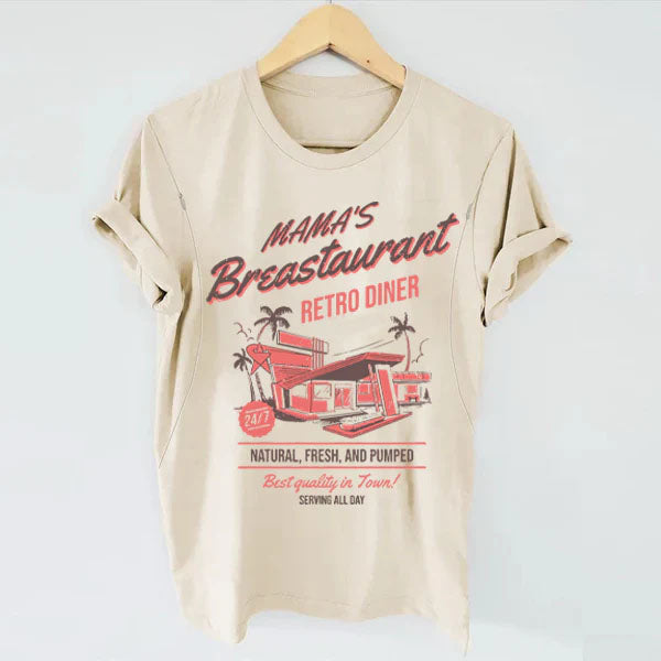 Mama's Breastaurant Feeding-Friendly Retro T-Shirt