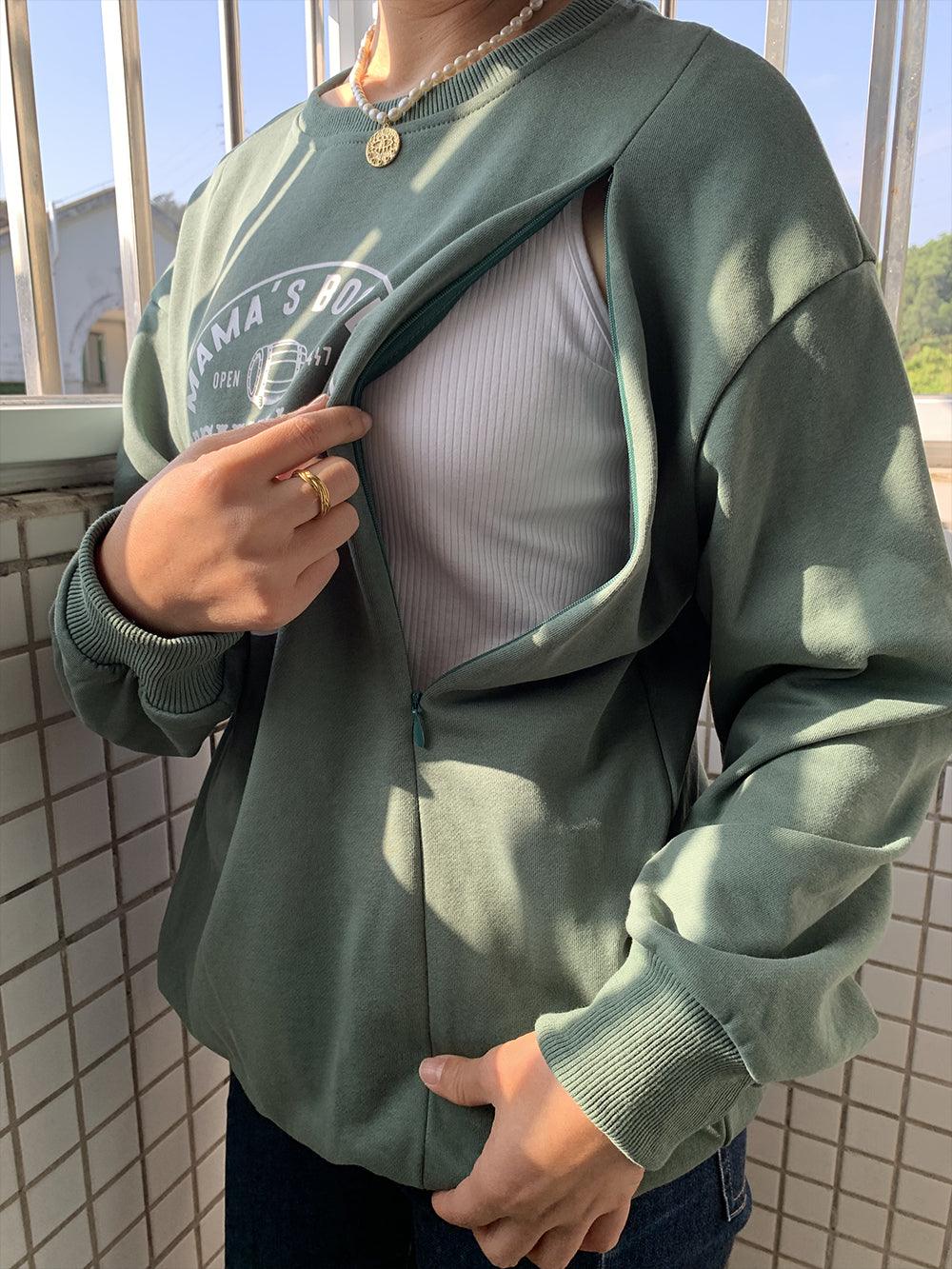 Mamas Boobery Crewneck Feeding-Friendly Sweatshirt - Giftifymama