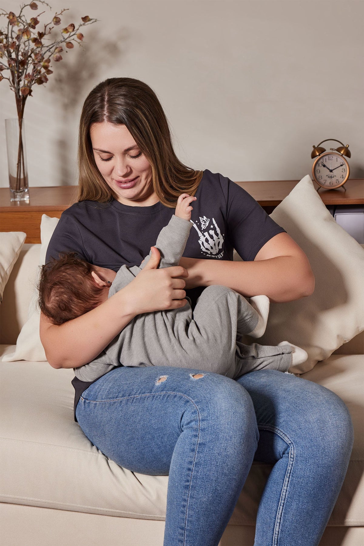 Motherhood Sometimes I Rock It Sometimes It Rocks Me Feeding-Friendly T-Shirt