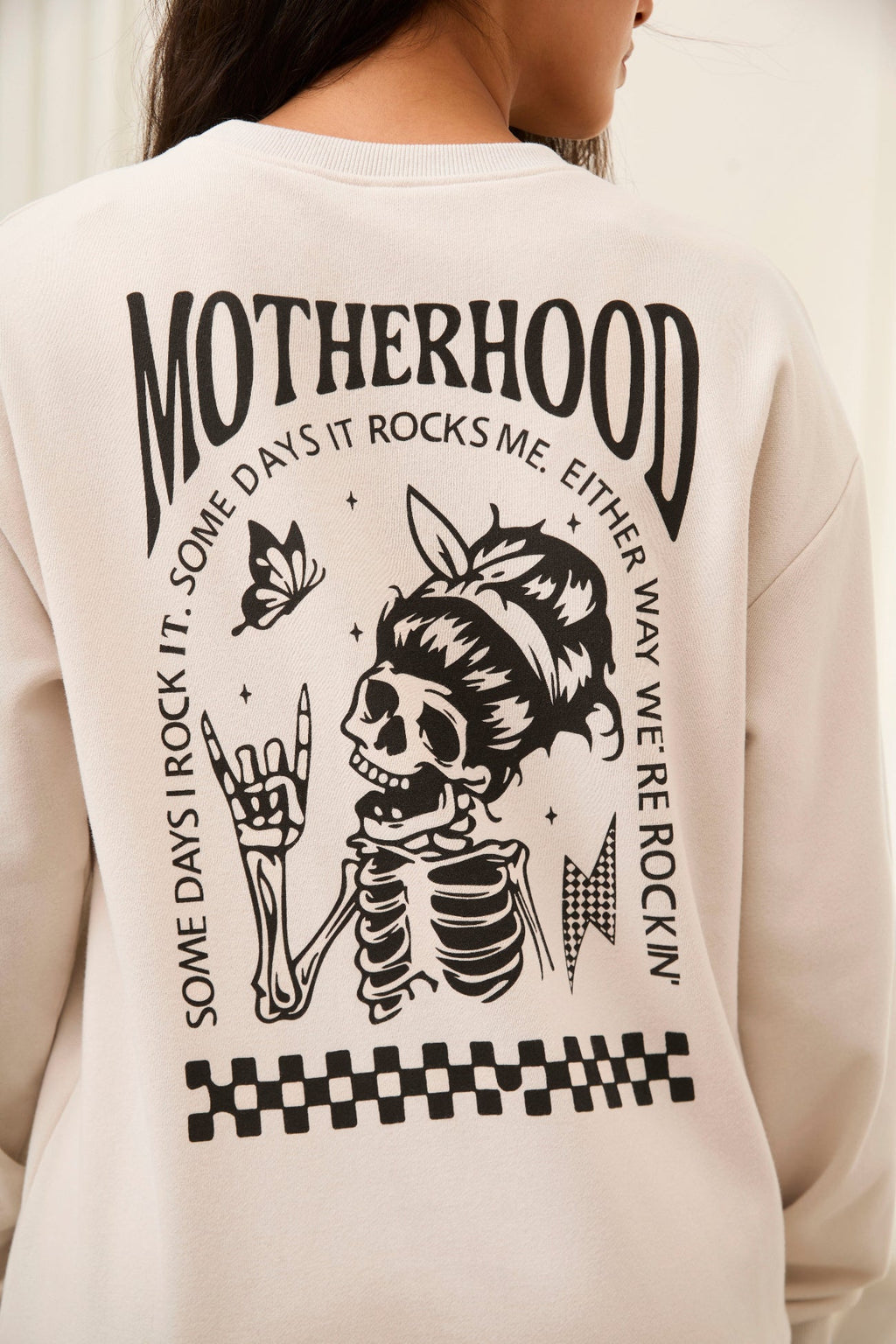 Motherhood Sometimes I Rock It Sometimes It Rocks Me Feeding-Friendly Sweatshirt