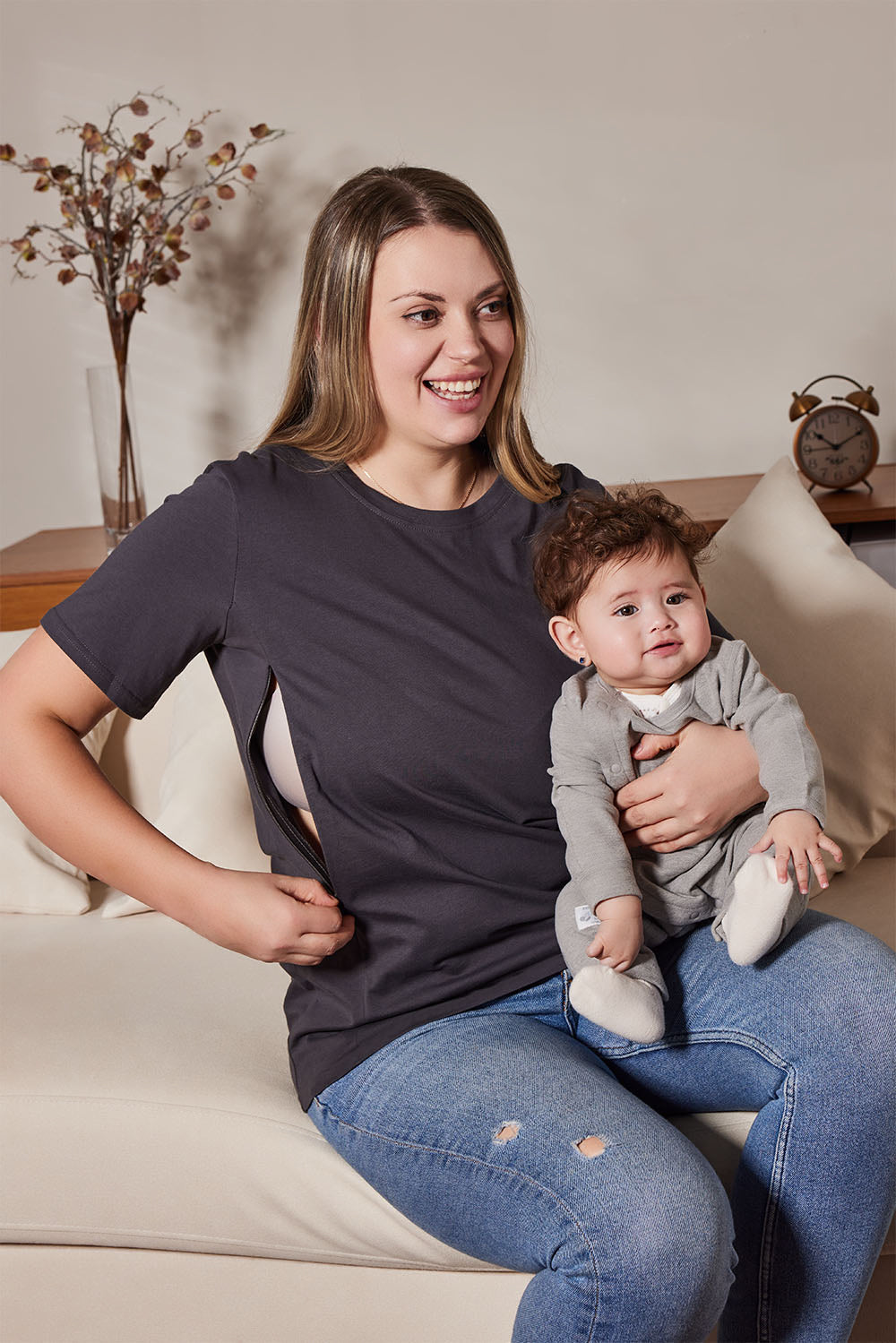 Motherhood Sometimes I Rock It Sometimes It Rocks Me Feeding-Friendly T-Shirt