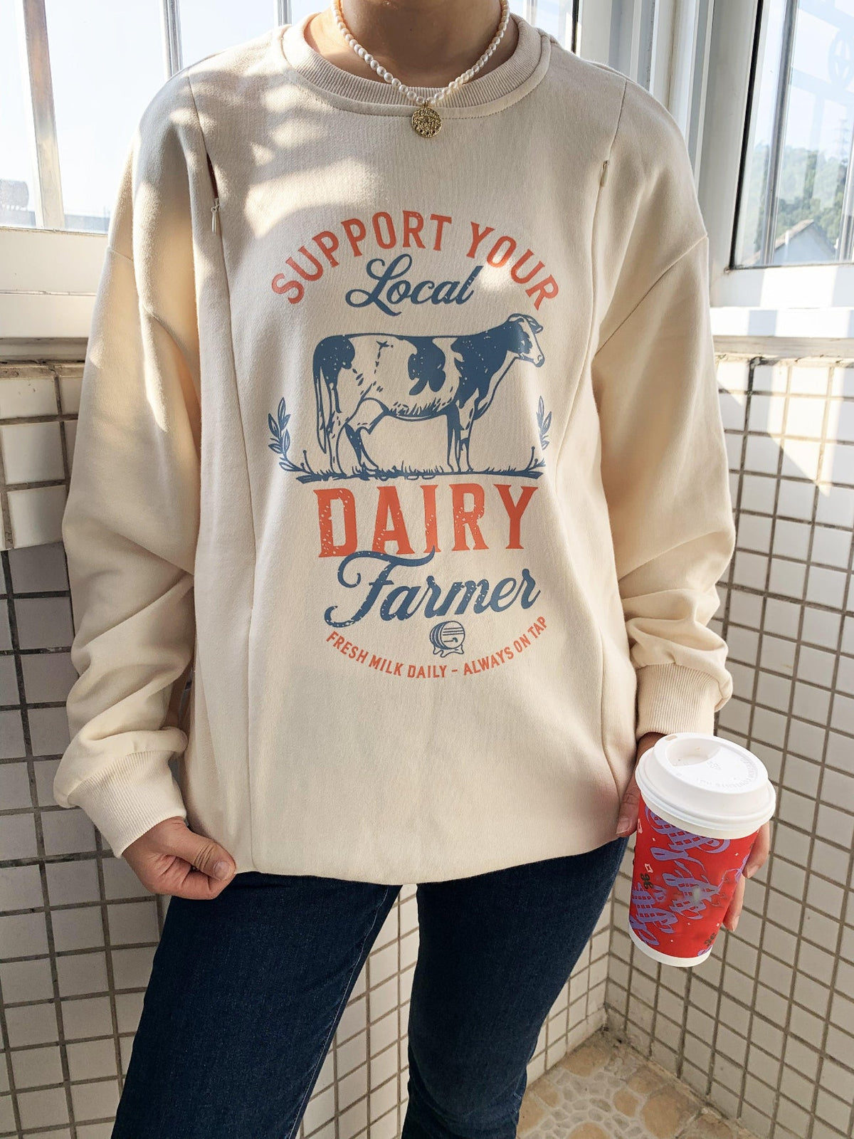 Support Your Local Farmer Feeding-Friendly Sweatshirt - Giftifymama