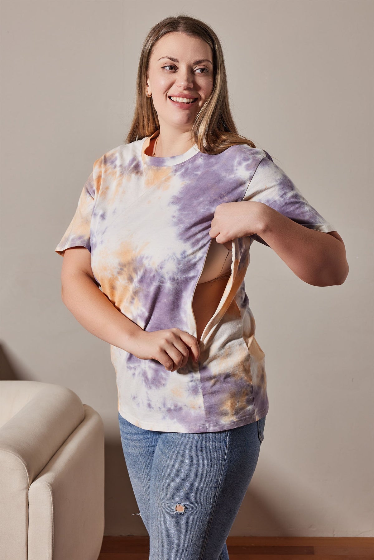 Women's Tie-Dye Feeding-Friendly Tee