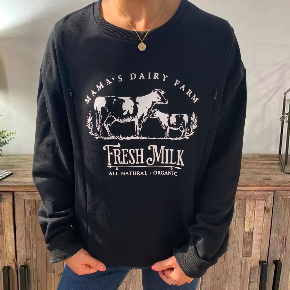 Mama's Dairy Farm Feeding-Friendly Crewneck Sweatshirt